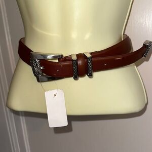 NWT Millennium brown‎ leather belt with silver buckle